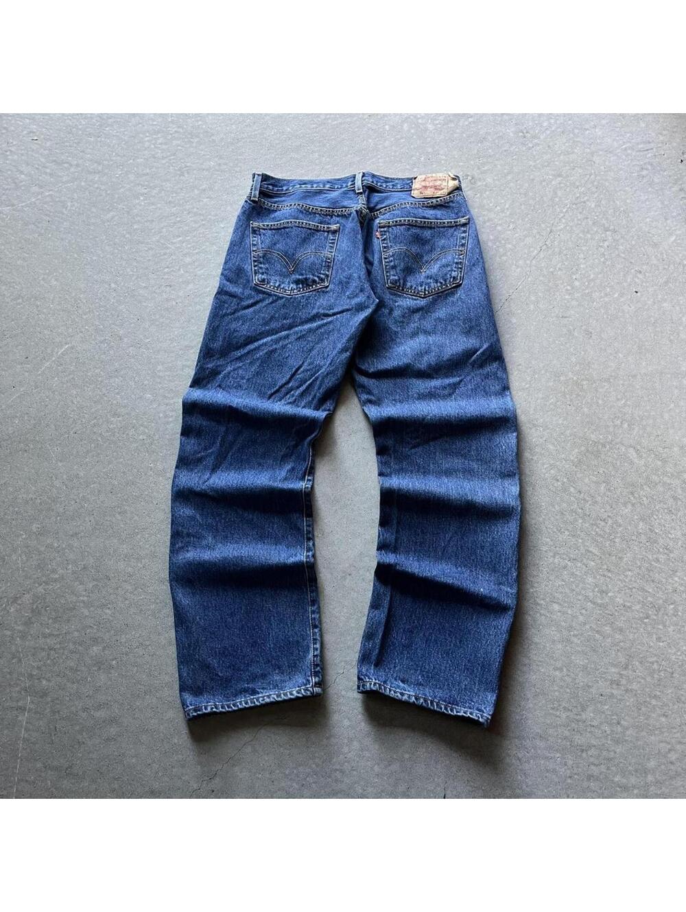 Vintage Levis 501 Jeans Mens 36x32 Blue Denim Button Fly Dark Wash 2005 Y2K
